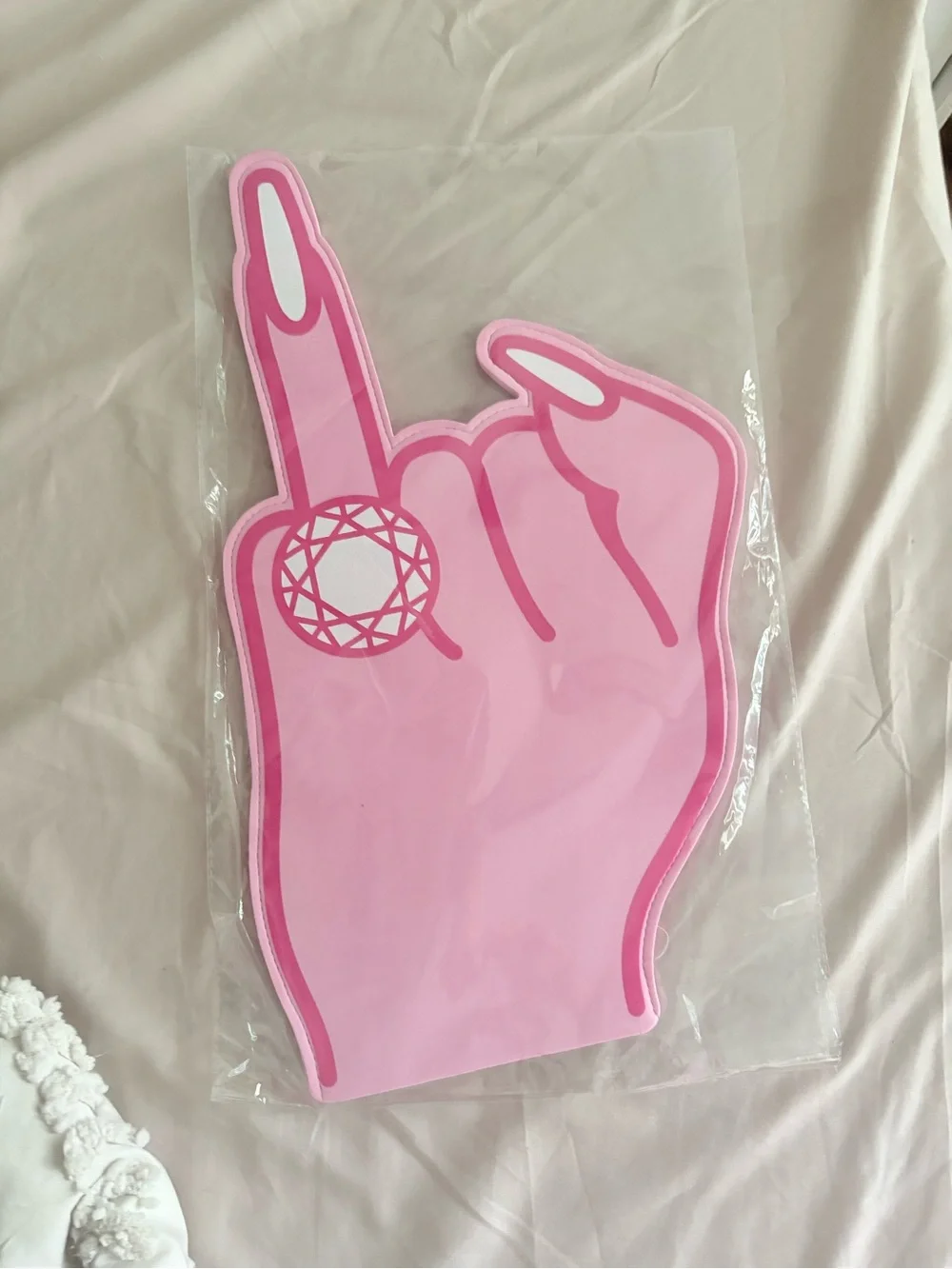 Pink Novelty Ring-Hand Foam Glove